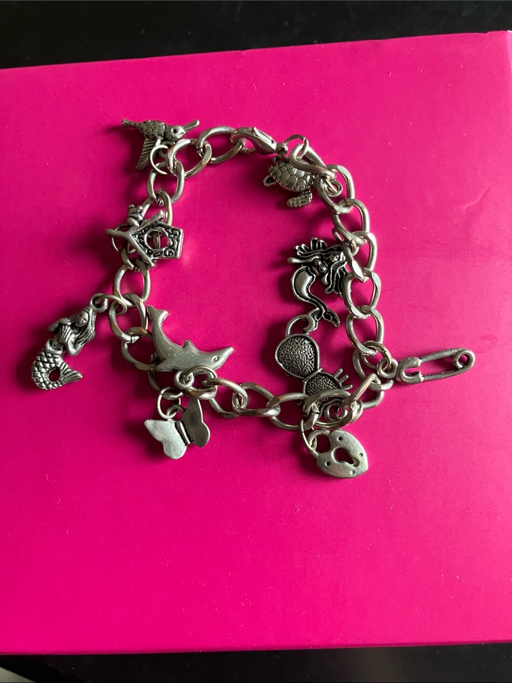 Silver Charm Link Bracelet with Ocean and Nature Charms